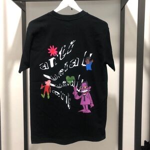 Anti Social Social Club Black Tee with Multicolor Cartoon Back Print